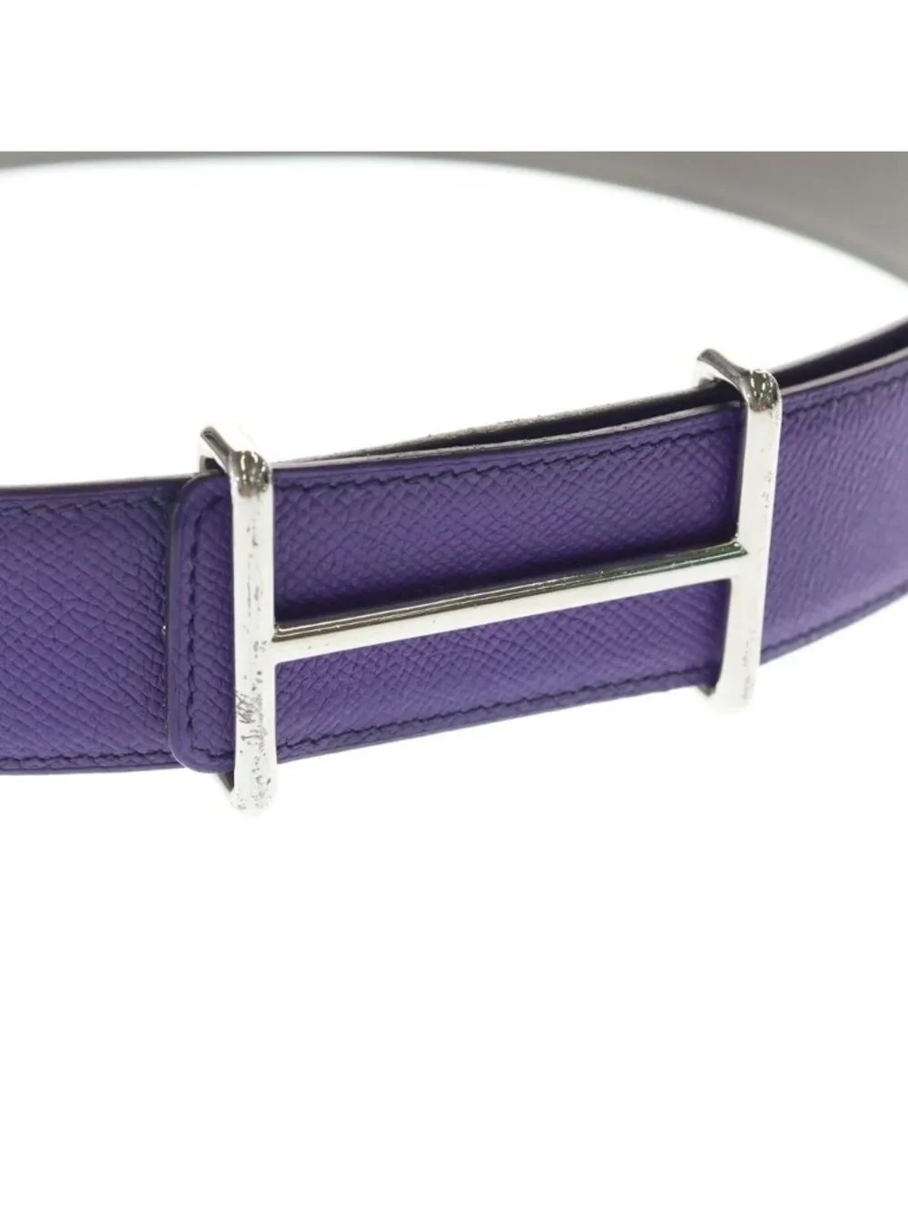 Hermes Constance Idem Reversible Belt Purple Gray